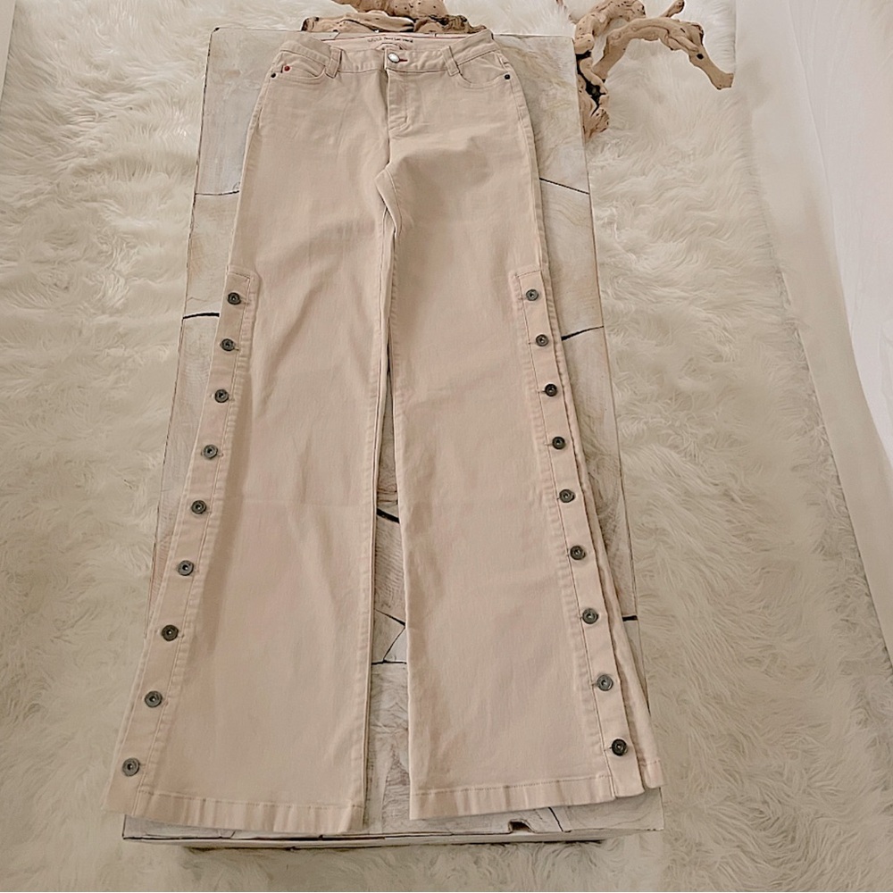 PEACE, LOVE, WORLD KHAKI FLARED PANTS 💛✨